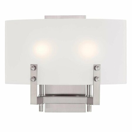 BRILLIANTBULB 2 Light Wall Fixture with Frosted Glass - Brushed Nickel BR2690125